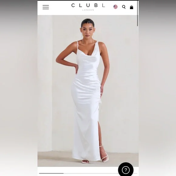 Club L London | Dresses | Club L London Belonging White Ruched Cowl Maxi  Dress Size 2 | Poshmark